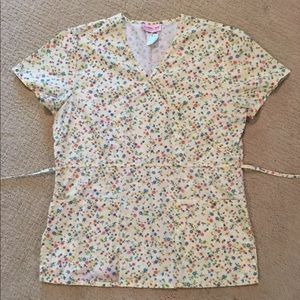 Cherokee Small Women’s Floral Print Scrub Top.